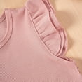 thumbnail image 4 of Cethrio Summer Outfit Sets for Kids Girls, Casual Cotton Flutter Sleeve T-shirts & Shorts Sets Pink Size 5T, 4 of 8