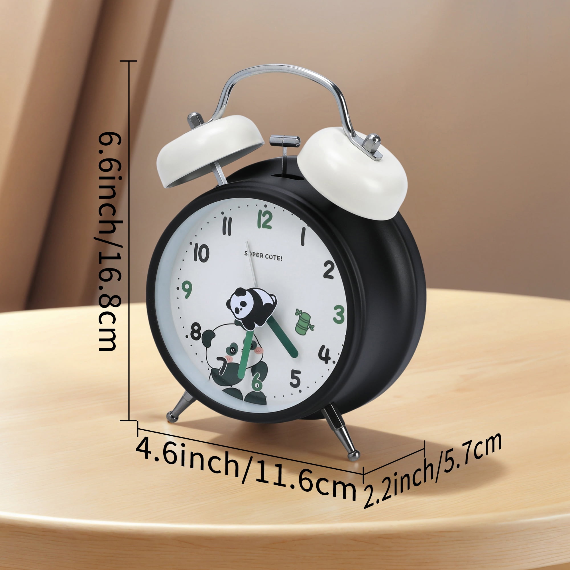 Unique Bargains Alarm Clock with Cute Panda Design Dark Green 4.6"L x 2.2"W x 6.6"H