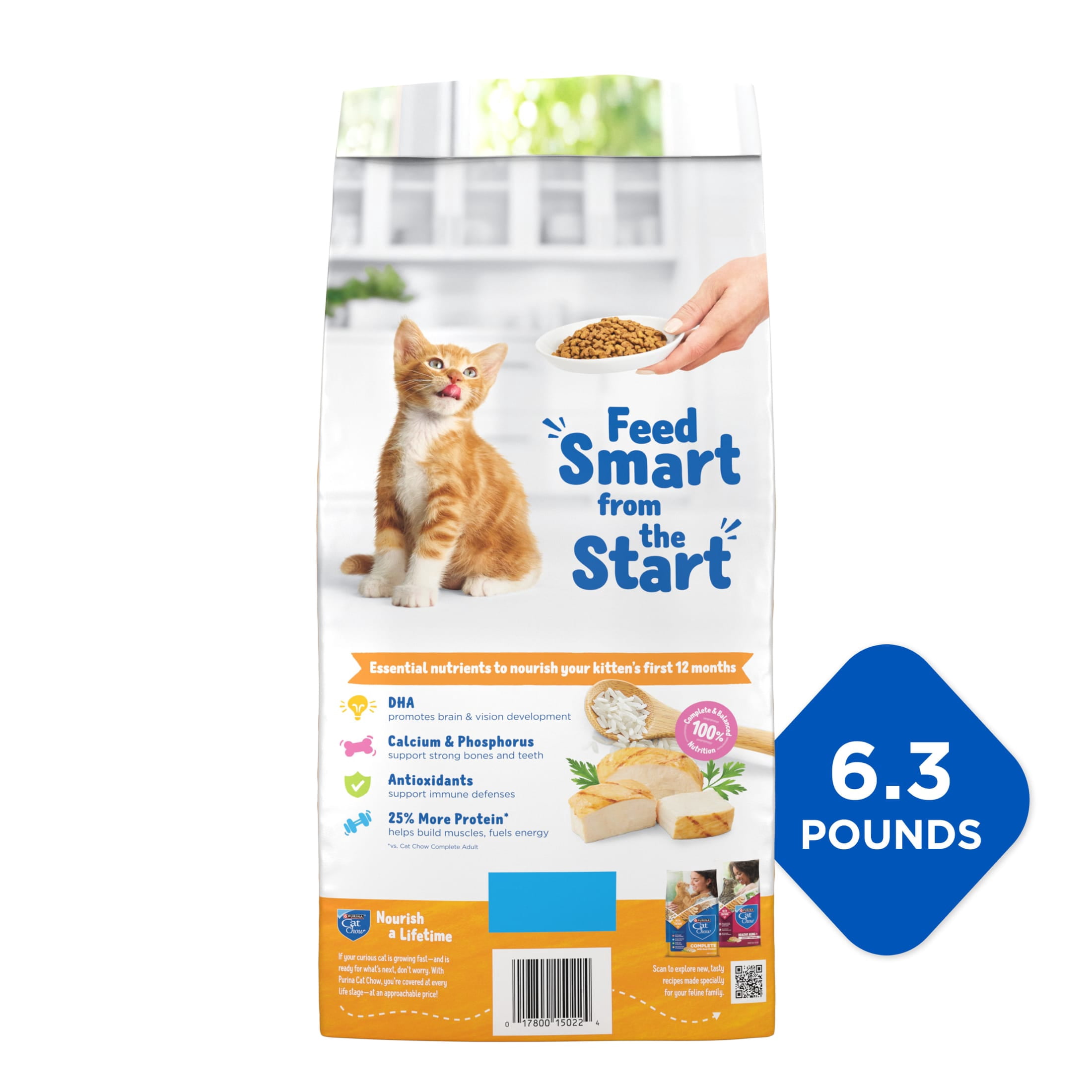 Purina Kitten Chow Year One Essentials with Real Chicken High-Protein Complete, 6.3 lb.