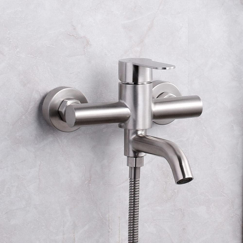bathtub faucet Wall Mounted Bathtub Faucet with Shower Stainless Steel Shower Set Faucet Cold and Hot Water Multi-Function Bathroom Faucet Brushed-A