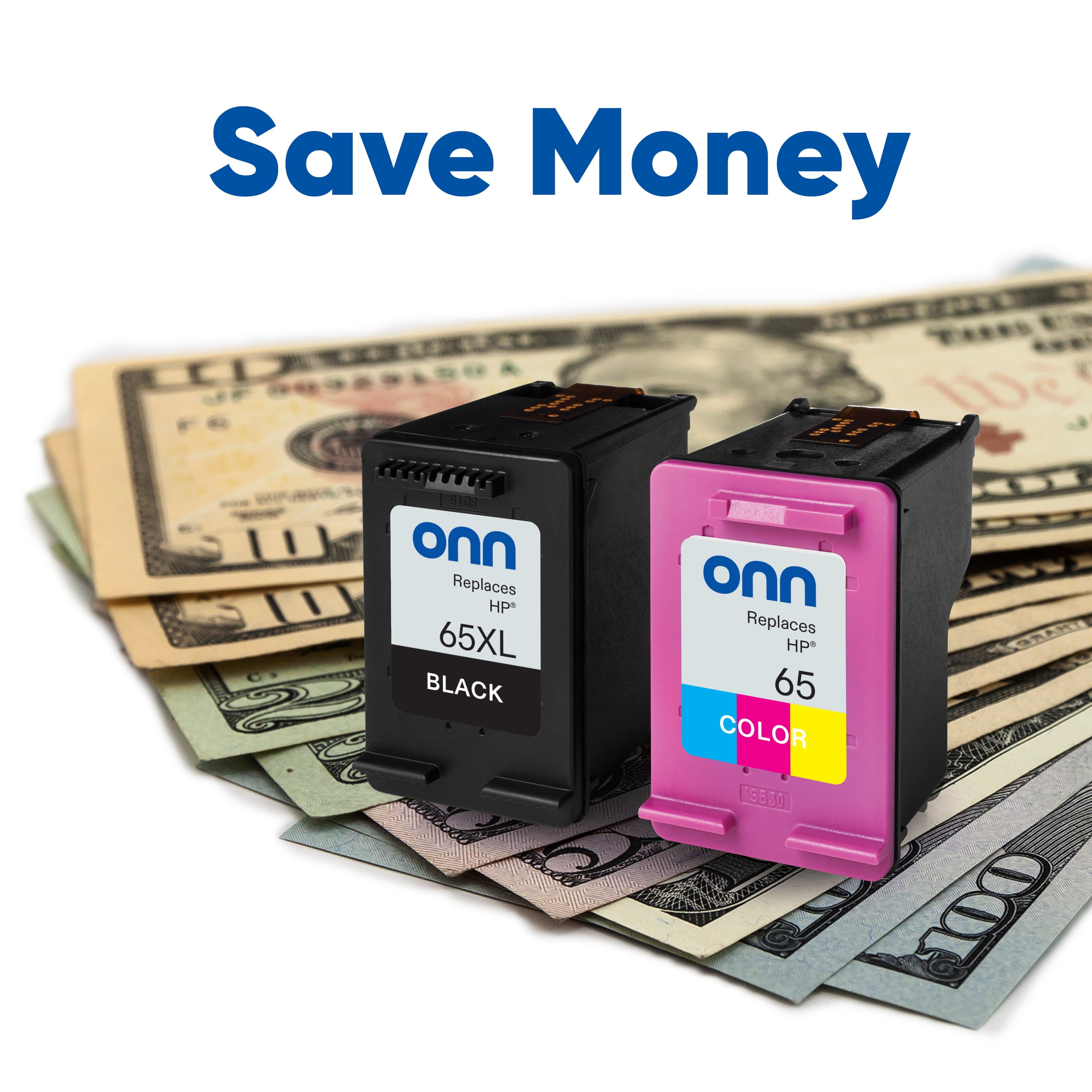 onn HP 65XL/65 High Yield Black & Tri-Color, 2 Pack Ink Cartridge (Remanufactured)