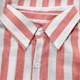 thumbnail image 6 of Women's Striped Button Down Shirt Long Sleeve Casual Blouse Cotton Linen Office Work Tops Loose Fit Fashion Outfit Spring Summer Red L, 6 of 7