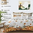 thumbnail image 3 of Thanksgiving Orange Pumpkin Bedding Duvet Cover Set Full Size 4 Pieces Fall Mushroom Leaf Gray Plaid Bedding Set with Zipper Closure, 1 Comforter Cover 86x86 Inches 1 Flat Sheet & 2 Pillow Cases, 3 of 7