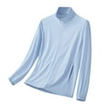 thumbnail image 2 of GaThRRgYP UPF 50+ Women's Quick-Dry Sun Shirt Summer Hiking & Travel,Woman Casual Solid Sports Long Sleeve Zipper Sun-proof High Elastic Coat Blue L, 2 of 7