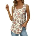 thumbnail image 6 of Buigttklop Summer Tank Tops for Women Sleeveless Square Neck Beach Praty Shirts Vacation Floral Print Shirt, 6 of 6
