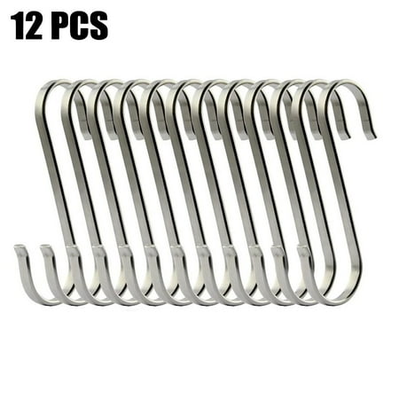 

12Pc S Hooks Flat Stainless Steel Hanger Kitchen Garden Hanging Utensil Home