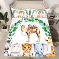 thumbnail image 2 of Feelyou Teens Western Camel Queen Sheet Sets, Cartoon Zoo Animal Flat Sheet, Kawaii Giraffe Zebra Queen Fitted Sheet, Ultra Soft Bedroom Decor, 4 Pieces, 2 of 7