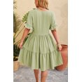 thumbnail image 4 of Mengpipi Womens Dresses Boho Ruffle Sleeve V-Neck Button Down Tiered Casual Flowy Midi Dresses S-XXL, 4 of 6