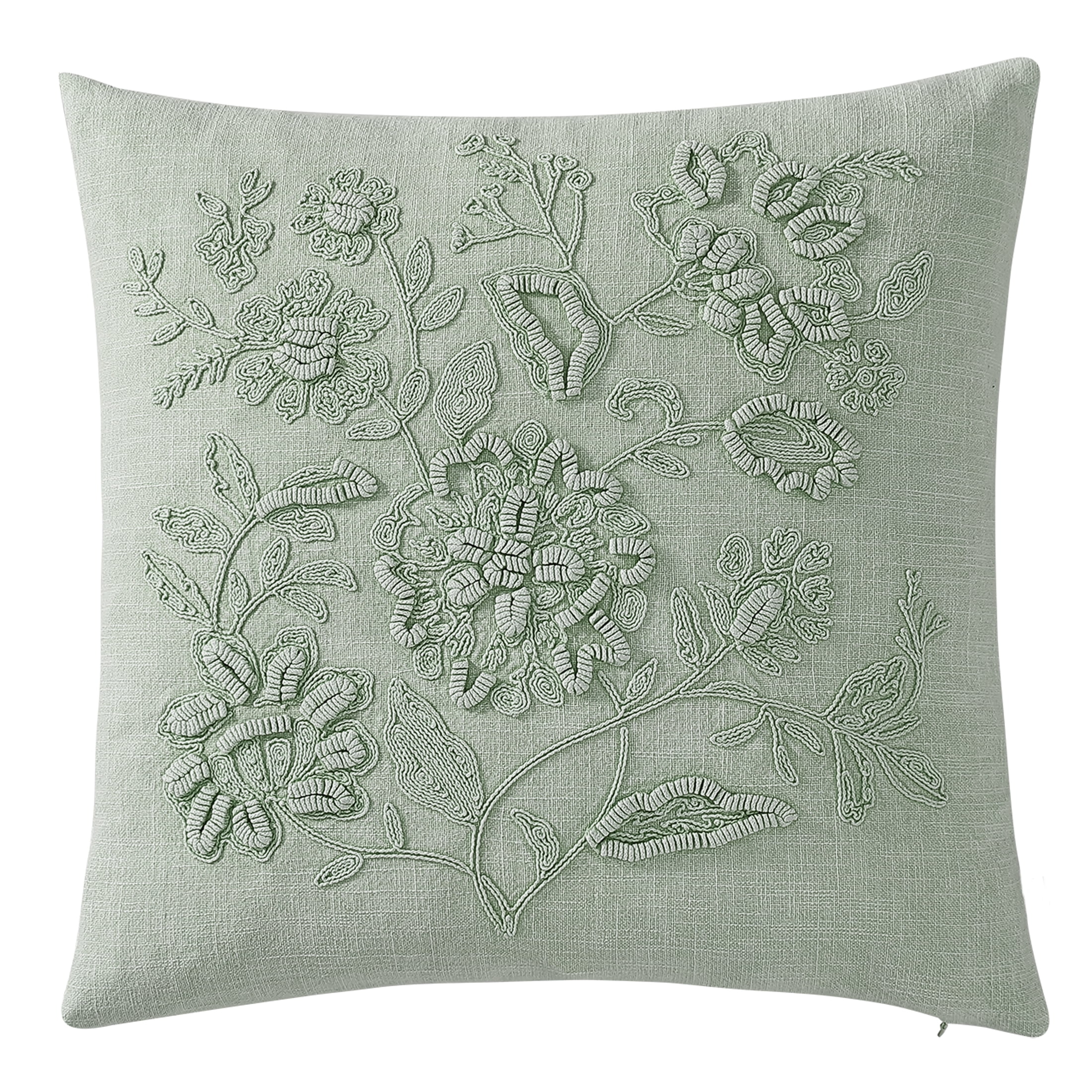 Better Homes & Gardens, Sage Tonal Floral Decorative Pillow, Square, 20' x 20', 1 Piece