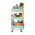 thumbnail image 4 of Seville Classics 3-Tier Rolling Steel Storage Bin Utility Kitchen Trolley with Wheels Cart, Green, 4 of 6