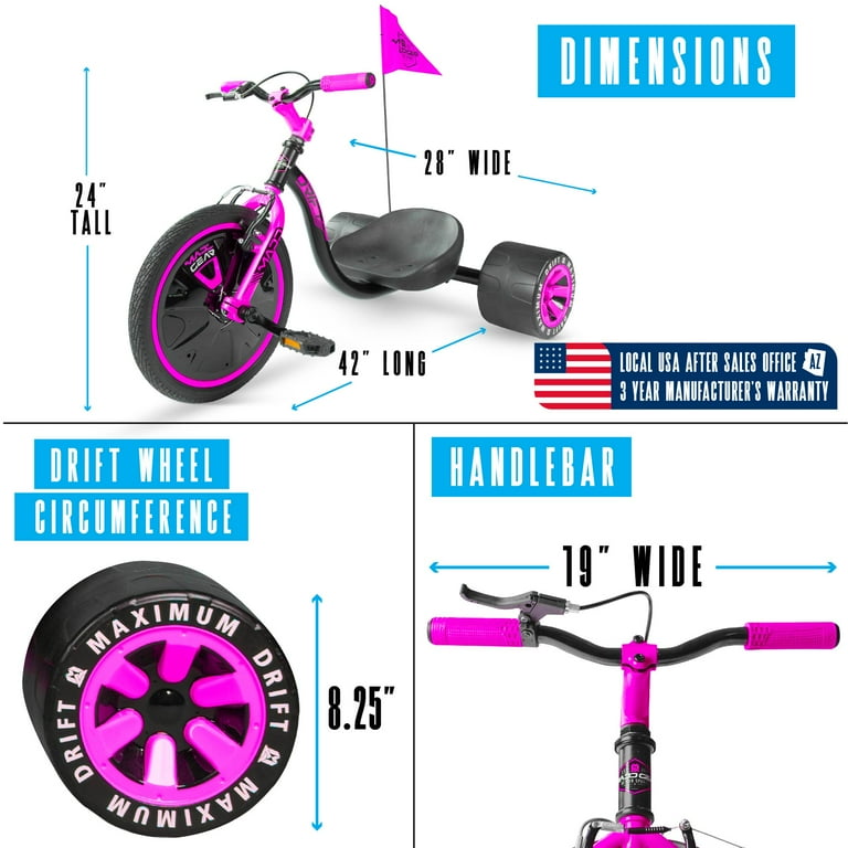 Drift Trike for Kids Ages 5+ with Adjustable Seat and 16