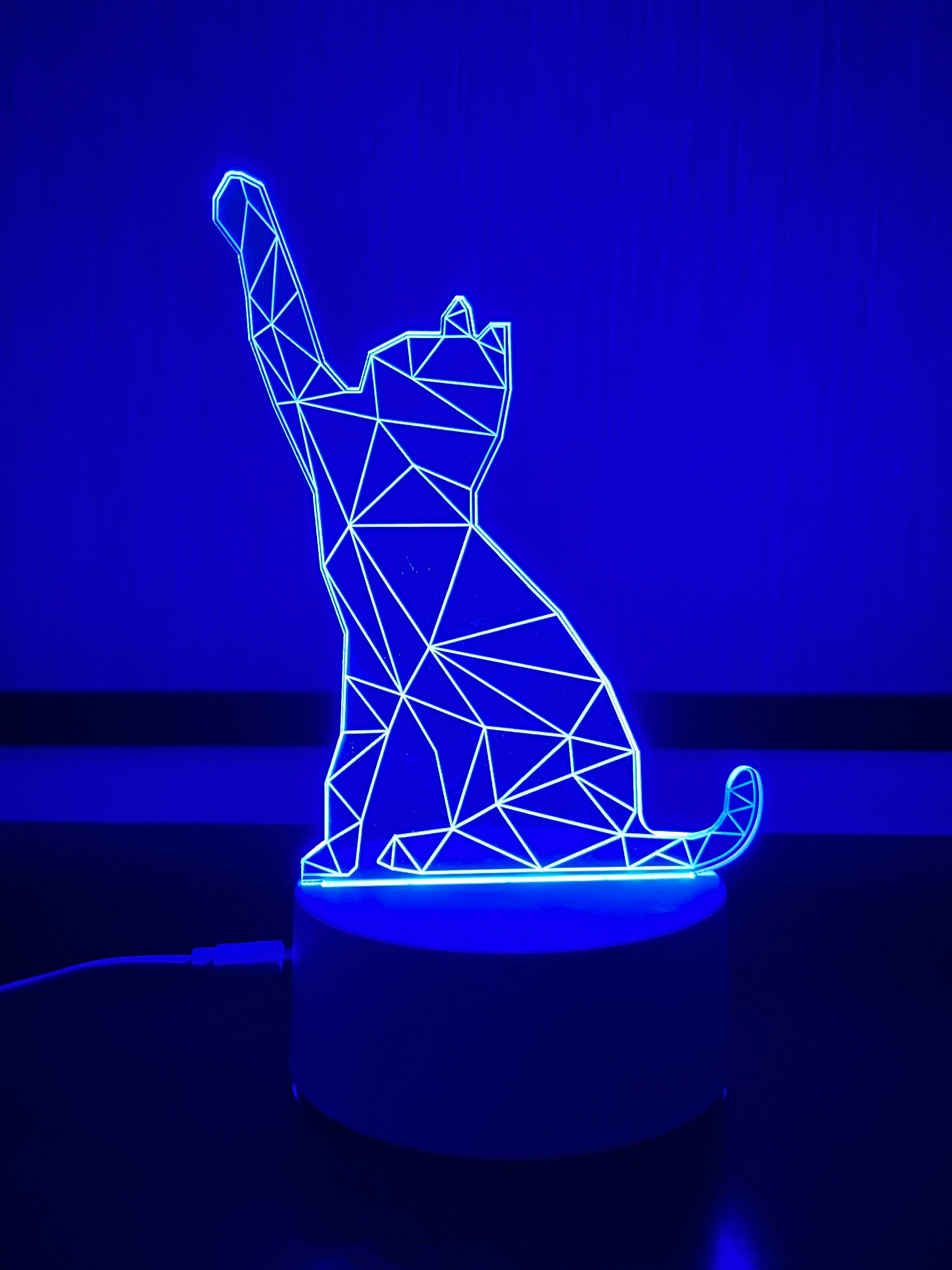 3D LED Geometric Cat Night Light Lamp