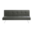 thumbnail image 2 of Benjara Maya 69 Inch Sofa Bed Futon, Tufted Gray Linen Like Fabric, Chrome Legs, 2 of 5