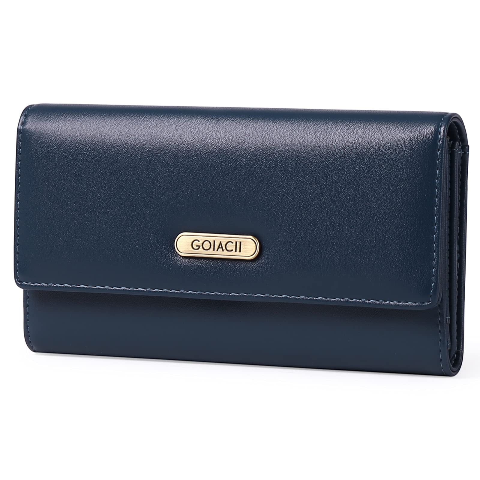 GOIACII Women's Wallet RFID Blocking Trifold Long Clutch Purse Ladies