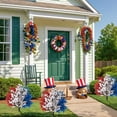 thumbnail image 5 of DAMAI 4th of July Artificial Boxwood Topiary Ball with Spike,Red White Blue Fake Baby's Breath & Greenery Shrubs Garden Stake,Artificial Flowers for Independence Day/Memorial Day Outdoor Decor, 5 of 9