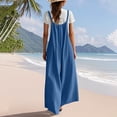 thumbnail image 5 of Horkkom Wide Leg Jumpsuits for Women Loose Solid Color Sleeveless Jumpsuits Comfy Baggy Button Rompers with Pockets L, 5 of 8