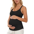 thumbnail image 6 of Gelikeya Maternity Tank Tops Seamless Side Ruched Sleeveless Pregnancy Basic Shirt with Built in Bra Workout Top Black, Size L, 6 of 6