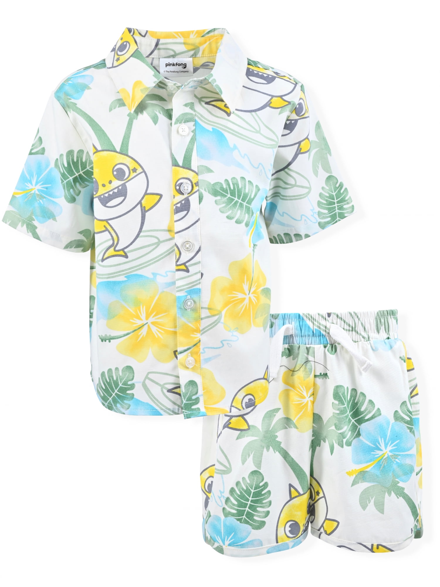 Baby Shark Toddler Boy 2 Piece Woven Short Set, Size 12M5T