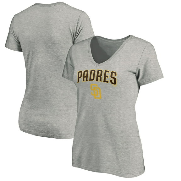 Women's Gray San Diego Padres Core Team Lock Up Wordmark V-Neck T-Shirt
