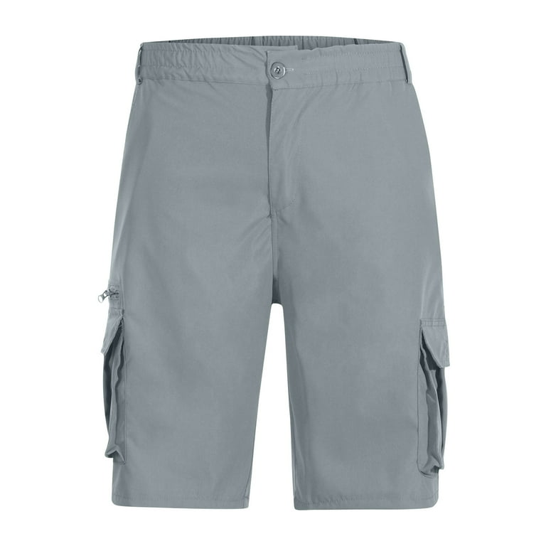 HOMBOM Men's Casual Solid Knee Length Cargo Shorts with
