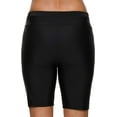 Women's Long Board Shorts High Waist Swim Bottom Solid Jammer Swim