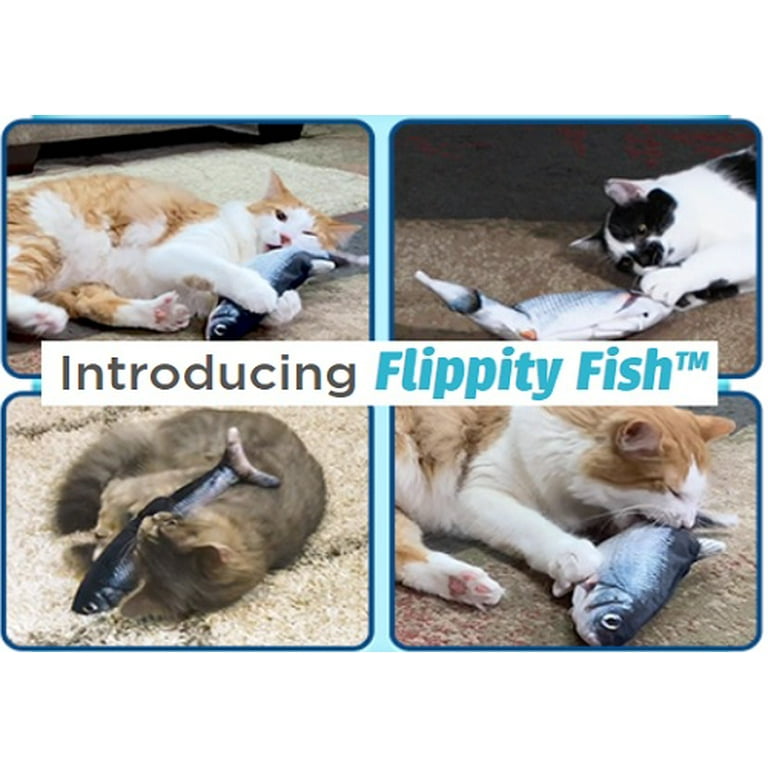 Flippity Fish Cat Toy, Interactive Cat Toy, Flips, Flops & Wiggles Like A Real Fish, Motion Activated, Cat Fun Toy, Exercise for Cats, Includes Catnip