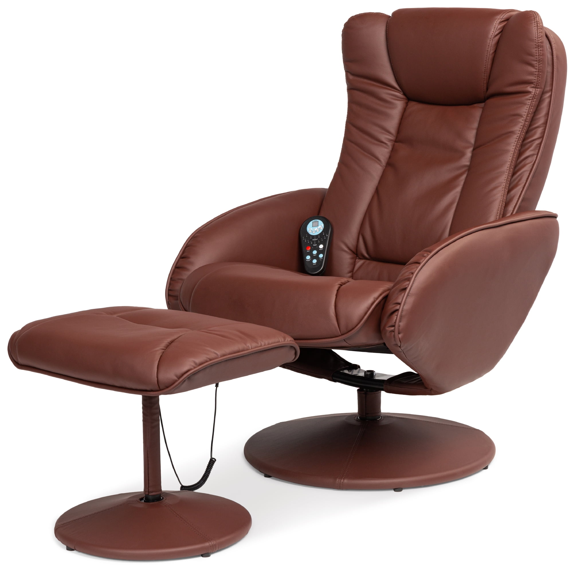 Brown Electric Massage Leather Chair Home Office Gaming Chair Swivel Recliner 