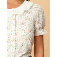 thumbnail image 2 of Blusa Campesina Con Volantes Y Cuello Redondo Plisado Con Bordado Floral Para Mujer Blanco XS, 2 of 6