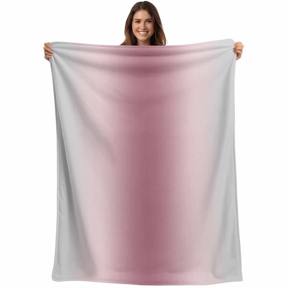 Pink Grey Ombre Blanket Soft Cozy Warm Throw Blanket for Couch, Plush Fuzzy Flannel Fleece Blankets for Sofa, Farmhouse Gradient Minimalist Bed Blankets Lightweight Gifts for Women, 50"x60"