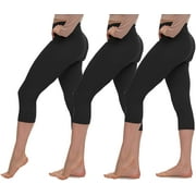 LMB Capri Leggings for Women Buttery Soft Polyester Fabric, Black 3-Pack, XS - L
