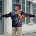 thumbnail image 5 of Chaqlin Space Galaxy Wolf Youth Zip Up Hoodie Lightweight Long Sleeve with Pockets Casual Athletic Outerwear Teens ​​Size 10-12​​, 5 of 7