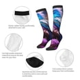 thumbnail image 3 of Xecao Beautiful Flower Blue Bird print thigh-high socks, crafted for both men and women with a stretchy, high-opaque design perfect for daily wear, 3 of 6