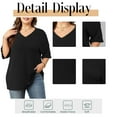 thumbnail image 5 of Mengpipi Womens Plus Size V-Neck Ribbed Knit Top Casual Loose Fit Half Sleeve T-Shirt 1X-5X, 5 of 7