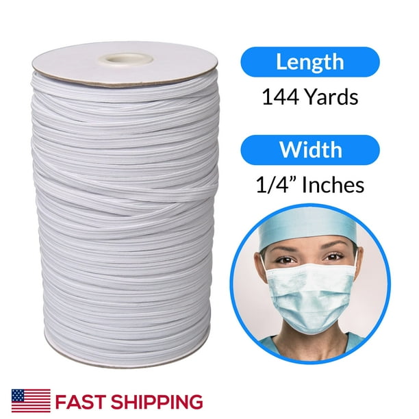 Cozzi Crafts 144 Yards Elastic String for Sewing Masks White, 1/4