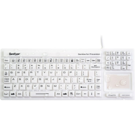 Wetkeys SaniType Washable "Touchpad Plus" Hygienic Keyboard w/ Touchpad (USB) (White)