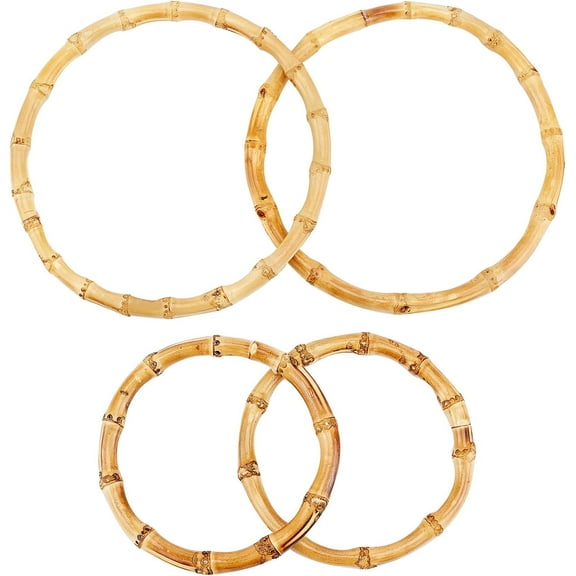 DIY 4pcs 2 Styles Round Bamboo Bag Handles Replacements Handmade Bag Purse Making Handles for Handbags Crafting 4.84/8.07 Inches DIY
