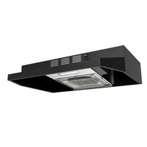 FIREGAS Black Range Hood 24 inch Under Cabinet Range Hood with 2 Speed Exhaust Fan,Ducted/Ductless Convertible,Rocker Button Control,300 CFM,Aluminum Filter