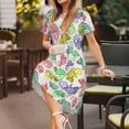 thumbnail image 3 of Honeii Cute Chameleons Print Women’s Short Sleeve Dress, Comfortable Casual Dress, Soft Polyester Spandex Blend, Stylish Everyday Wear for Summer, Perfect for Travel and Vacation, 3 of 6