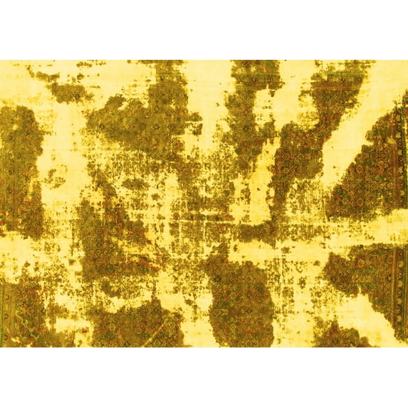 Ahgly Company Indoor Rectangle Abstract Yellow Modern Area Rugs, 8' x 10'