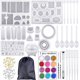 thumbnail image 1 of Juego de moldes y herramientas de resina de fundición de silicona con una bolsa de almacenamiento negra para manualidades de resina, 83 piezas brand modelStyleType, 1 of 2