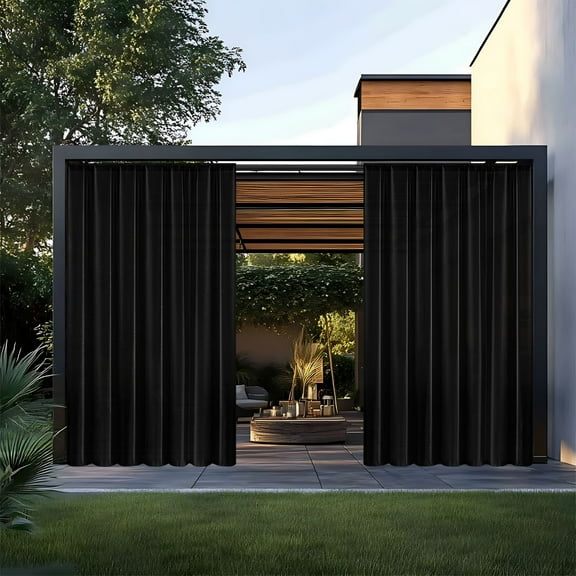 AUQ 4pcs Outdoor Curtains for Patio Waterproof Weatherproof,UV and Fade Resistant Outside Curtains for Gazebo,Front Porch,Pergola,Sun Blocking Privacy Curtain