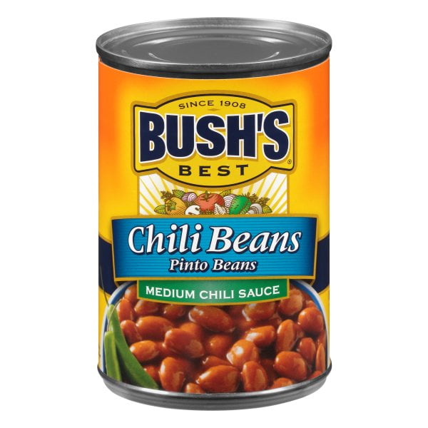 BUSHS Chili Beans Pinto Beans in Medium Chili Sauce Canned Beans 16 Oz