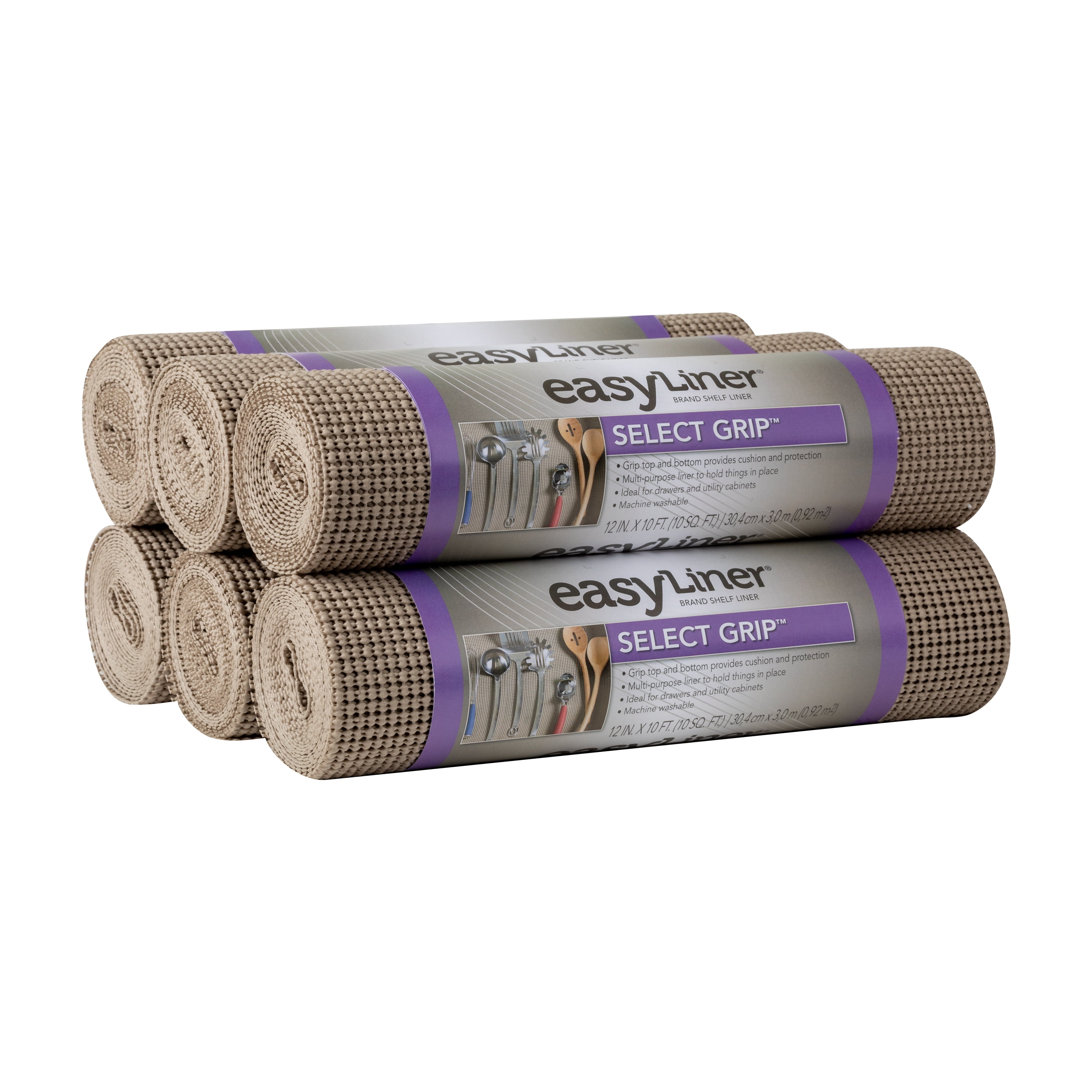 EasyLiner Select Grip 12 In. x 10 Ft. Shelf Liner, Brownstone (6pk