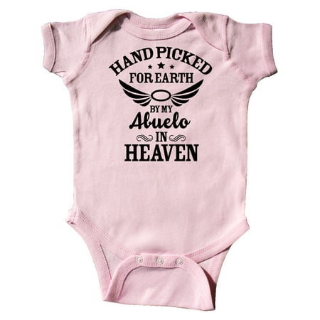 

Inktastic Handpicked for Earth By My Abuelo in Heaven with Angel Wings Gift Baby Boy or Baby Girl Bodysuit