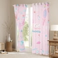 thumbnail image 3 of Feelyou Cartoon Badminton Curtains Pack of 2 (42x84 Each), Pink Princess Curtains Blackout, 3 of 6