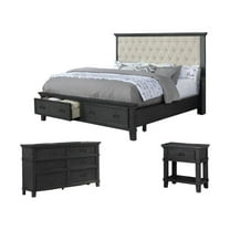 Sandy Platform Cappuccino Wood 3 Piece Bedroom Set in California King
