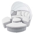 thumbnail image 3 of Lounge Daybed Sofa Bed, Grey Gray White, Rattan, Wicker, Modern Contemporary, Outdoor Patio Balcony Cafe Bistro Garden Furniture Hotel Hospitality, 3 of 9
