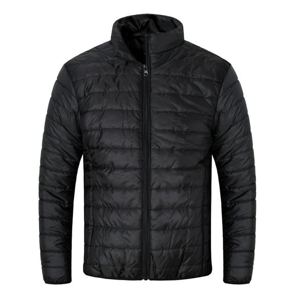 Elainilye Fashion Winter Jackets For Men Lightweight Puffer Jacket Warm Winter Insulated Water Coat Long Sleeve Parkas,Black