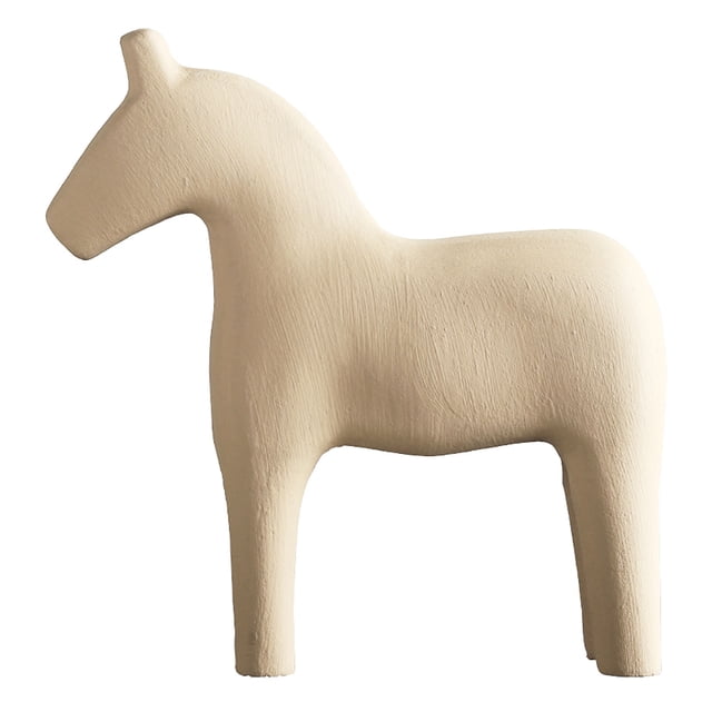 Figura de caballo de madera de pino resistente, pintada a mano, sencilla, de color puro, para mesa de oficina familiar, color beige S