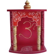 Handicraft Store A Temple Made by Wood with Emboss Work and Om Symbol, Must for Every Indian Home Temple/Mandir
